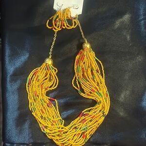Colorful Beaded Necklace and Earring Set